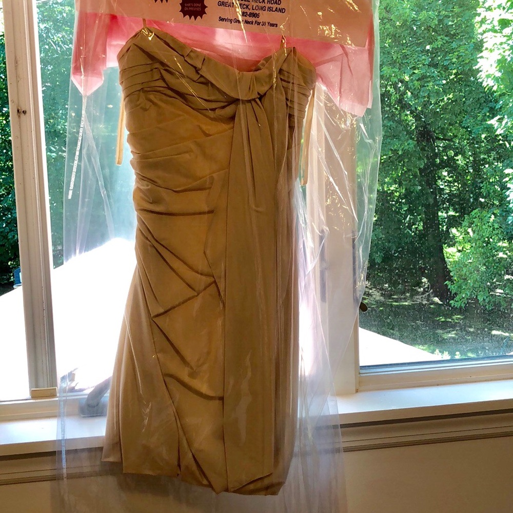 Bcbg cream strapless dress